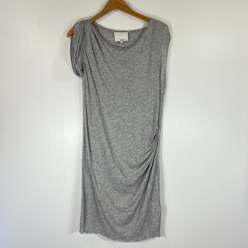 3.1 Phillip Lim Asymmetrical T-Shirt Dress Size Large Gray Beach Cotton Blend